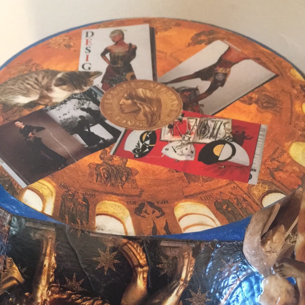 Hand Crafted Vintage Bowl Colorful Cats Designer Fashion Rome Decoupage Art - Picture 10 of 11